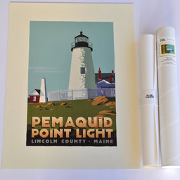 Pemaquid Point Light Art Print 18" x 24" Travel Poster - Maine
