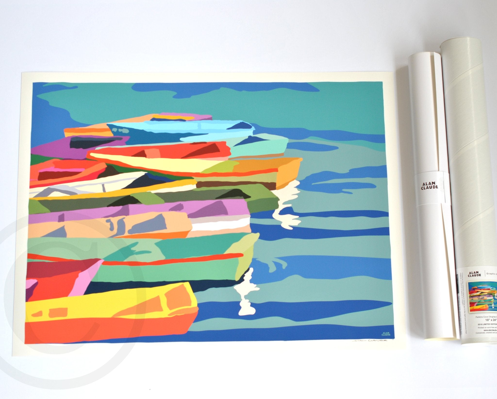 Perkins Cove Dinghies (Horizontal) Art Print 18" x 24" Print - Maine