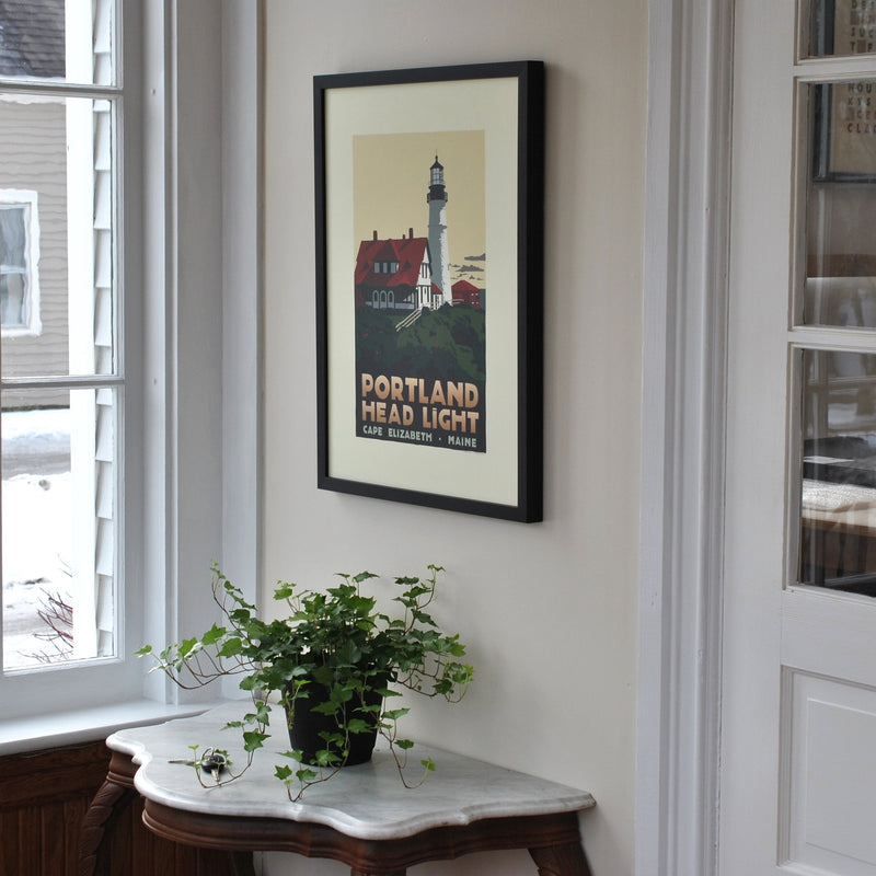 Portland Head Light Art Print 18" x 24" Framed Travel Poster - Maine