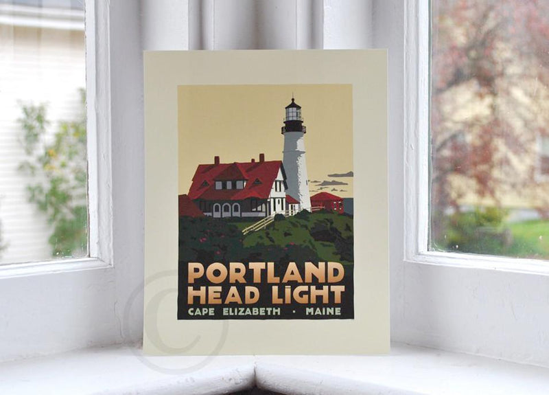 Portland Head Light Art Print 8" x 10" Travel Poster - Maine