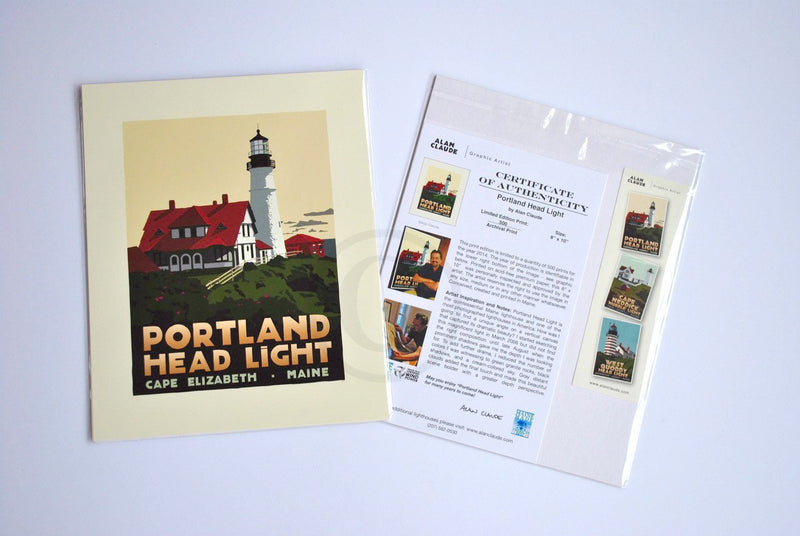 Portland Head Light Art Print 8" x 10" Travel Poster - Maine