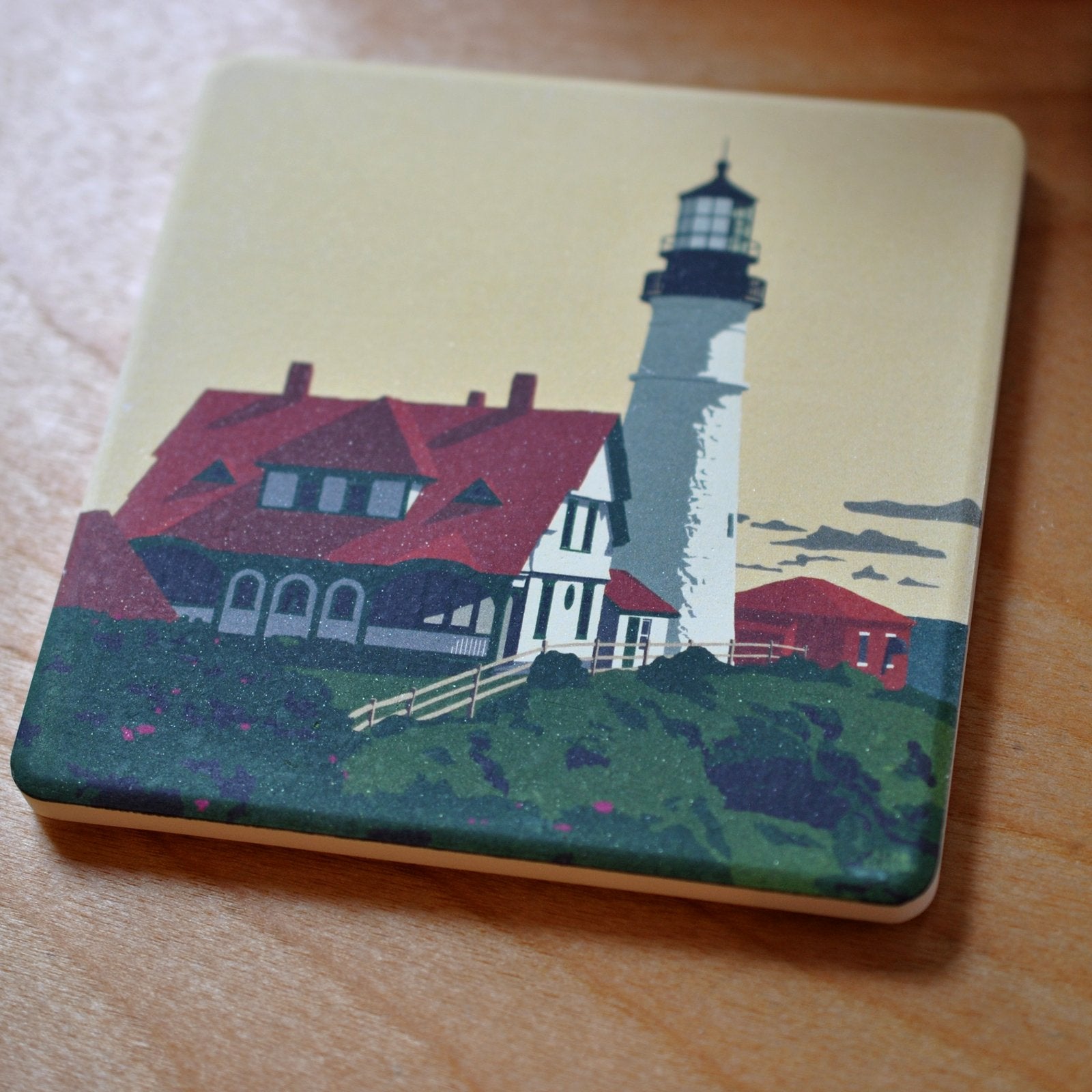 OUT OF STOCK.  Portland Head Light Art Drink Coaster - Maine