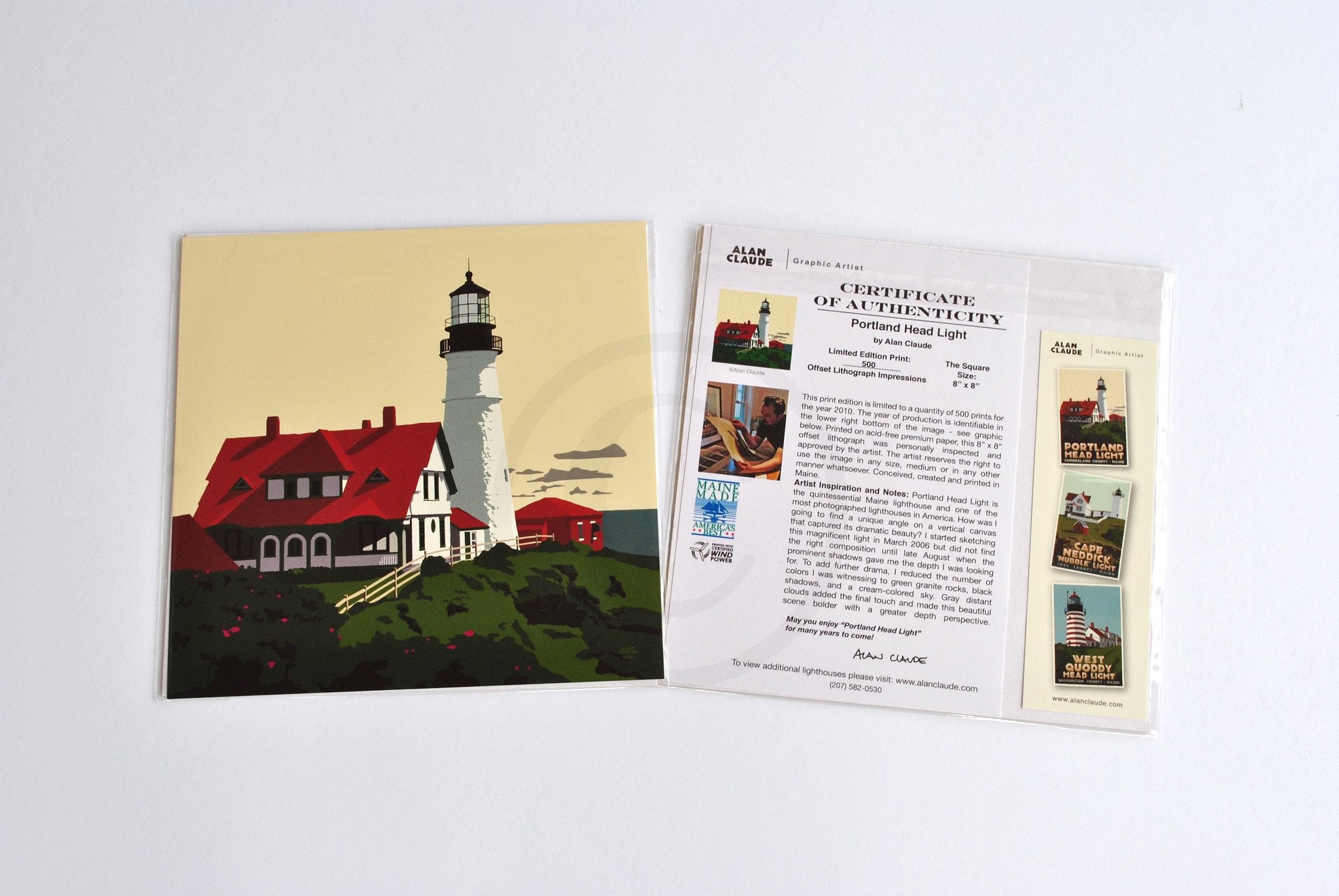 Portland Head Light Art Print 8" x 8" Square