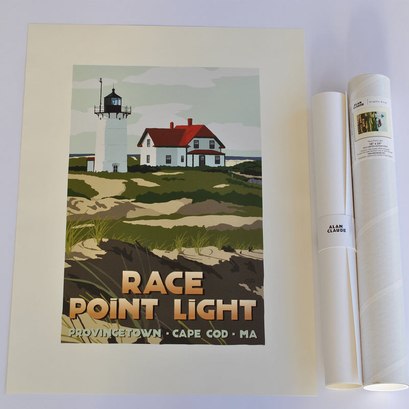 Race Point Light Art Print 18" x 24" Travel Poster - Massachusetts
