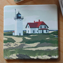 Race Point Light Art Drink Coaster - Massachusetts