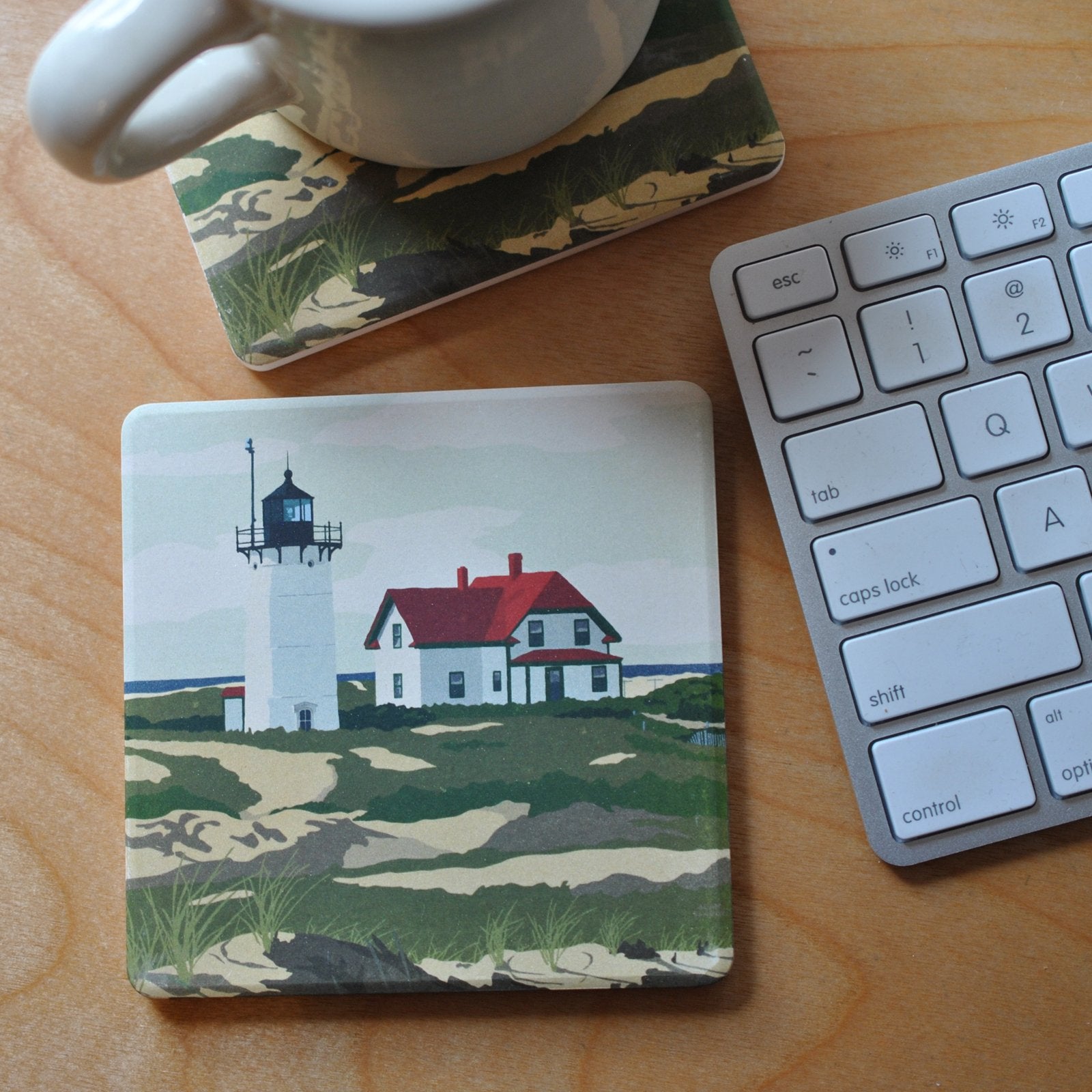 Race Point Light Art Drink Coaster - Massachusetts