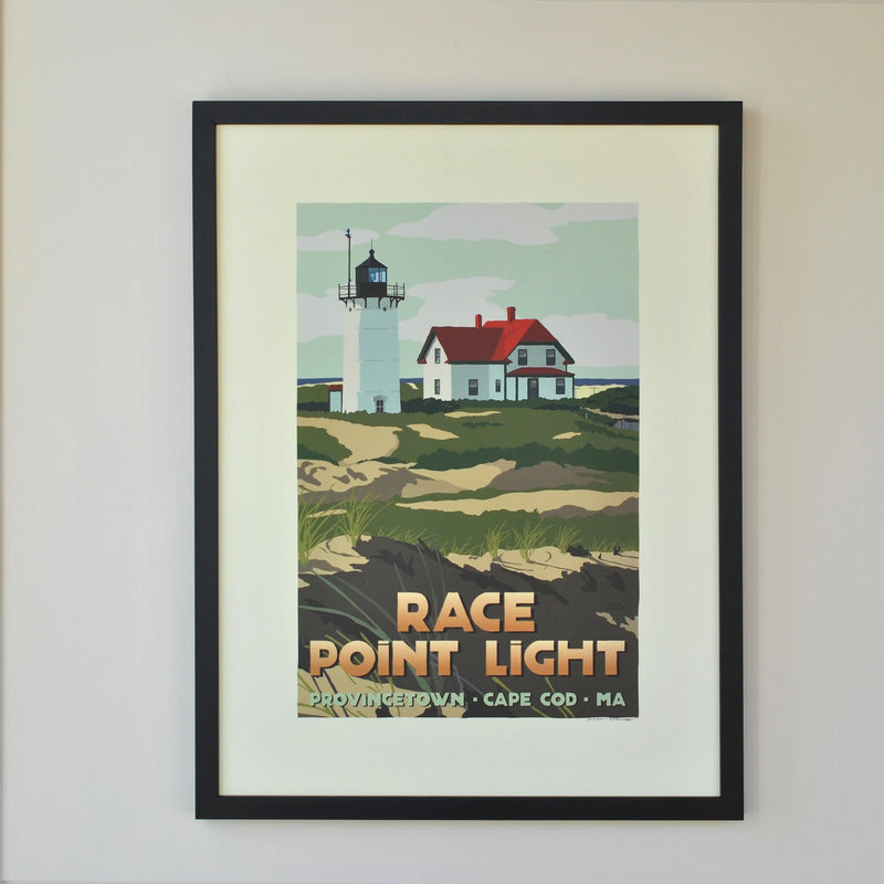 Race Point Light Art Print 18" x 24" Framed Travel Poster - Massachusetts