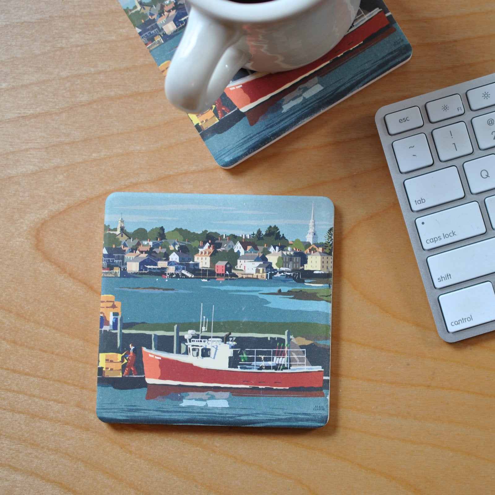 Red Lobster Boat Art Drink Coaster - New Hampshire