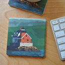 Rockland Breakwater Light Art Drink Coaster - Maine