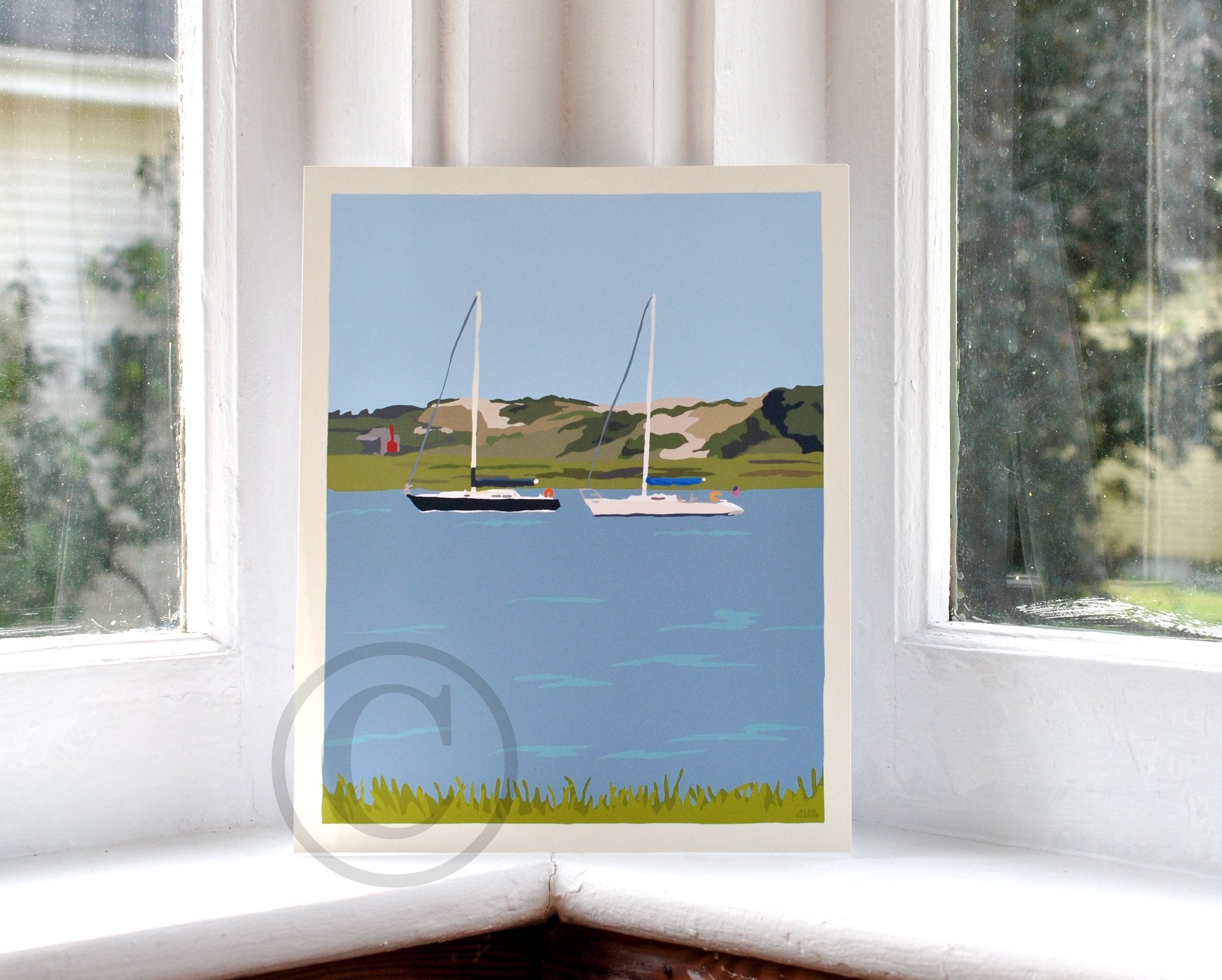 Sailboats at Sandy Neck Art Print 8" x 10" Travel Poster - Massachusetts
