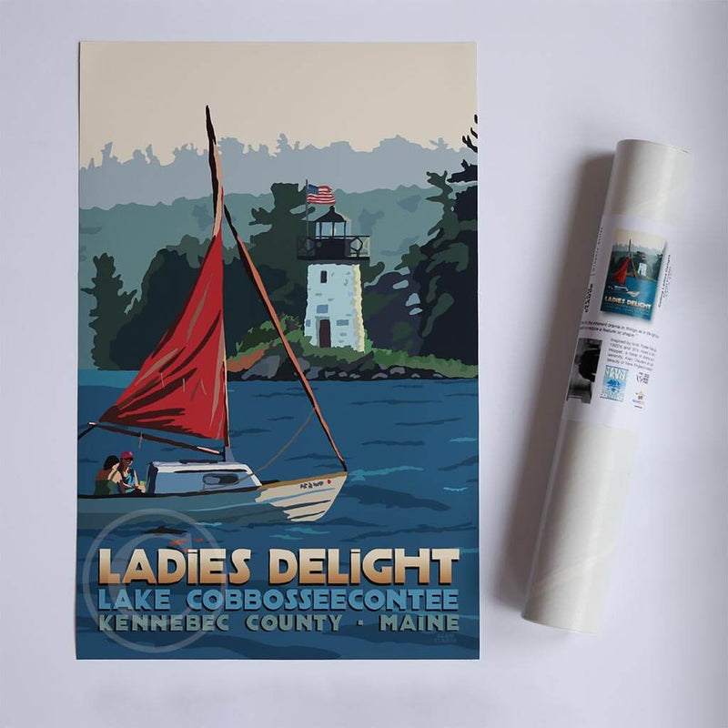 Sailing Ladies Delight Art Print 11" x 17" Travel Poster - Maine by Alan Claude