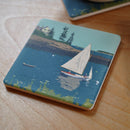 Sailing Long Cove Art Drink Coaster - Maine