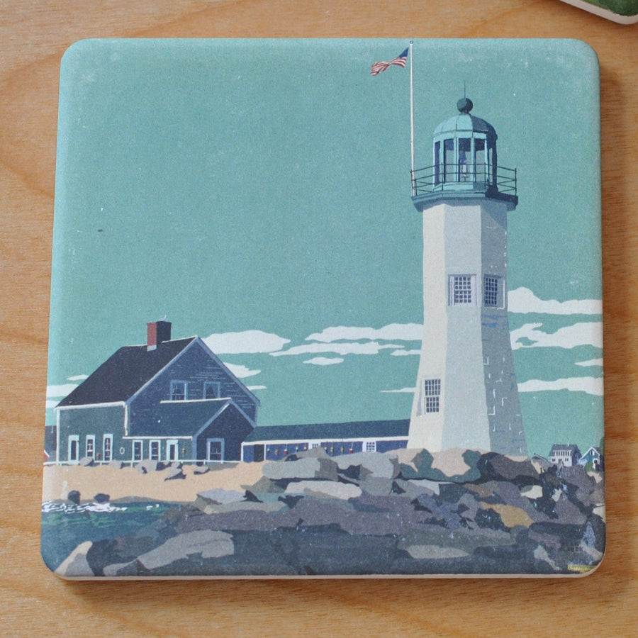 Scituate Light Art Drink Coaster - Massachusetts -