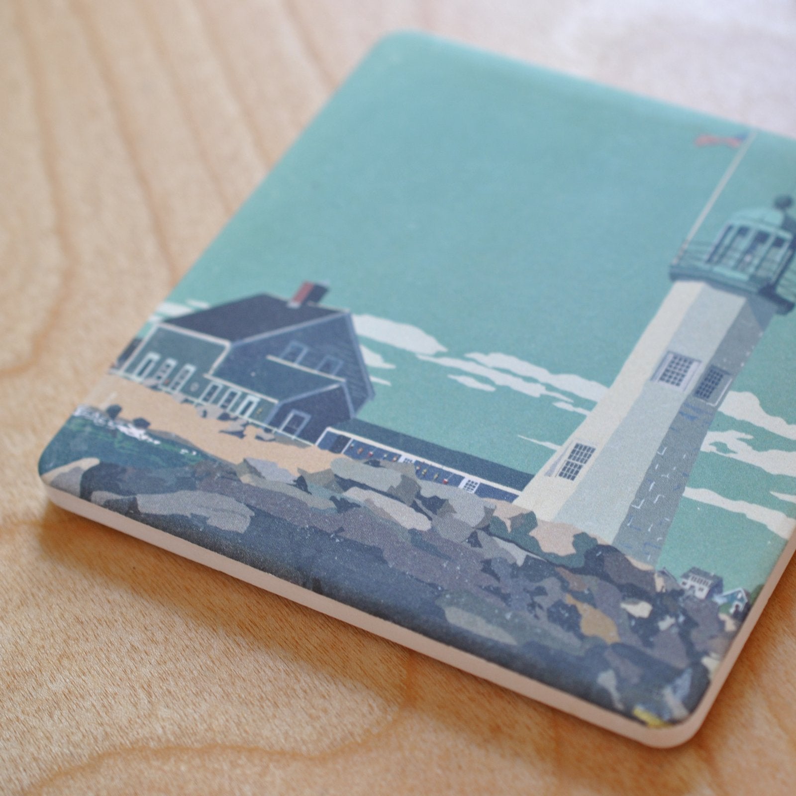 Scituate Light Art Drink Coaster - Massachusetts -
