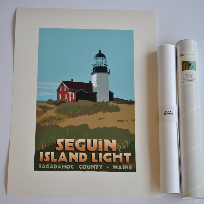 Seguin Island Light Art Print 18" x 24" Travel Poster - Maine