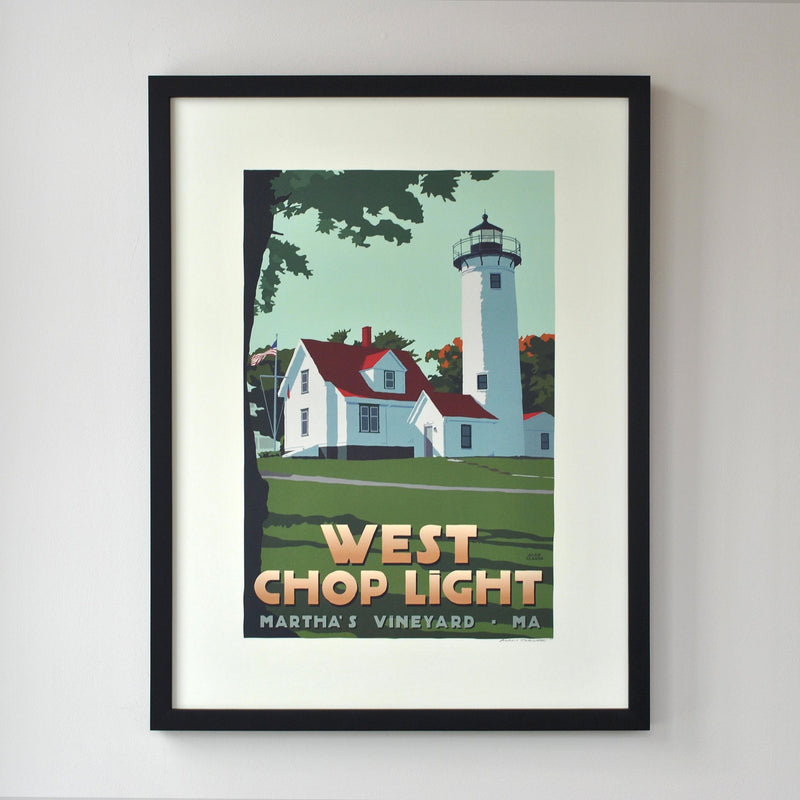 West Chop Light Art Print 18" x 24" Framed Travel Poster - Massachusetts