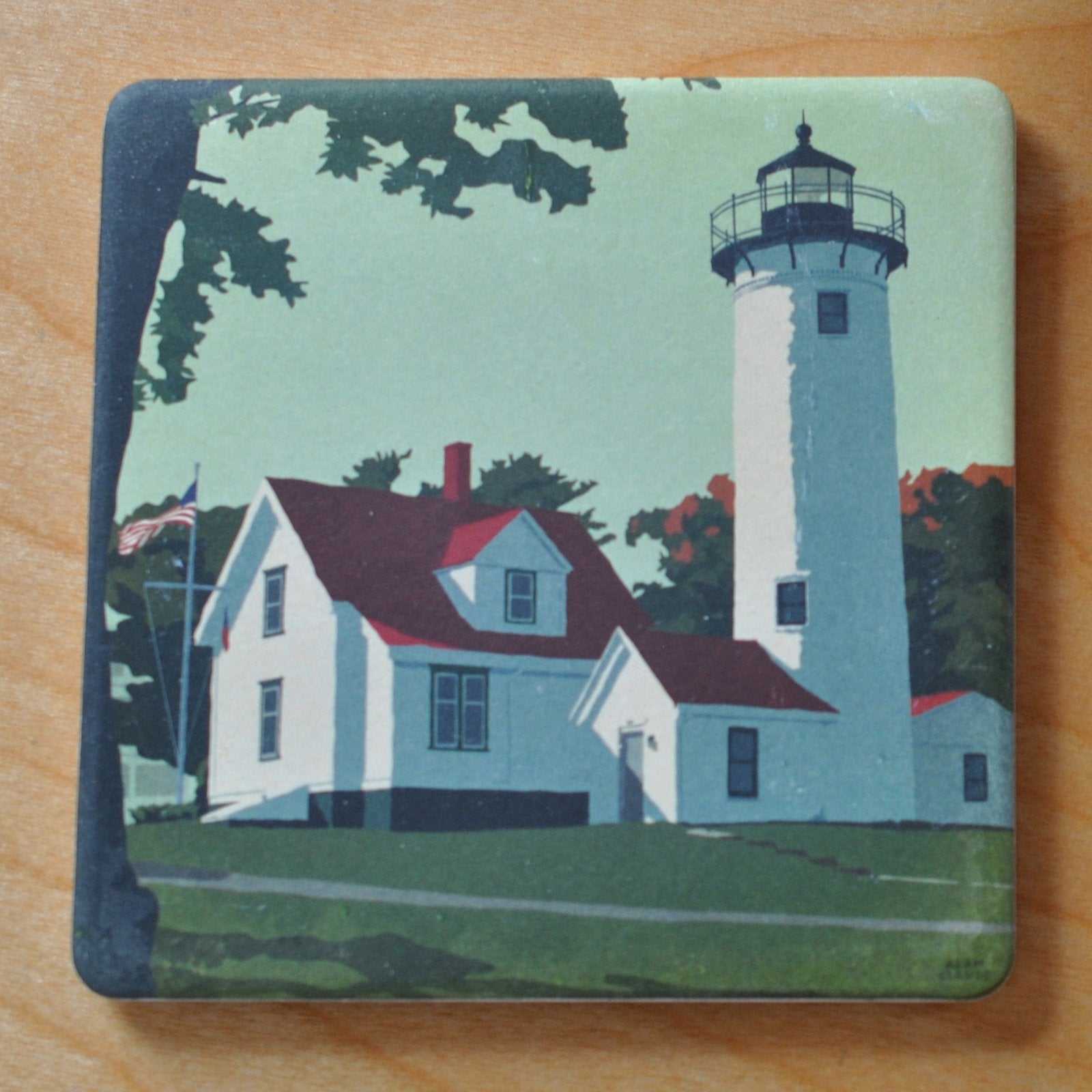 West Chop Light Art Drink Coaster - Massachusetts -