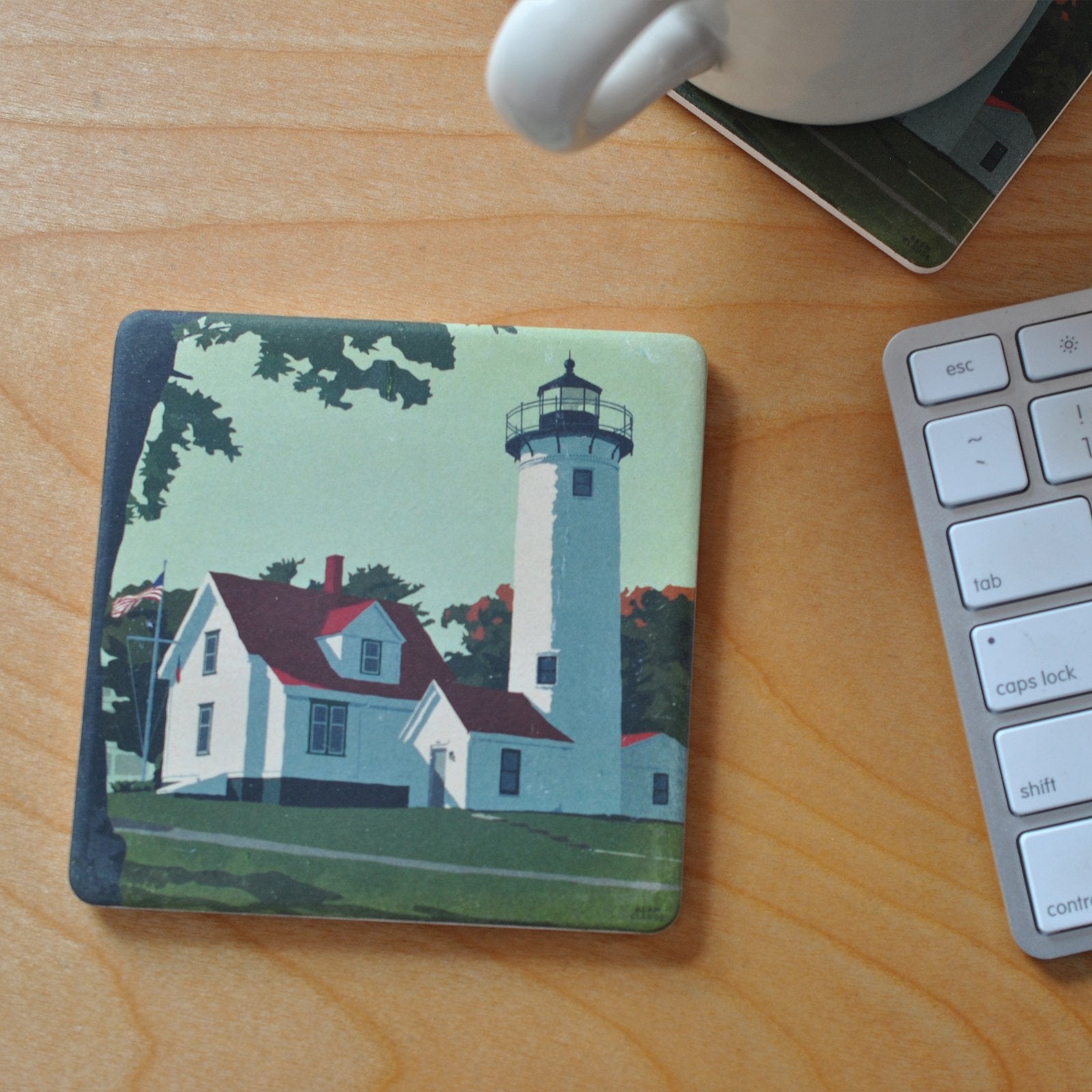 West Chop Light Art Drink Coaster - Massachusetts -