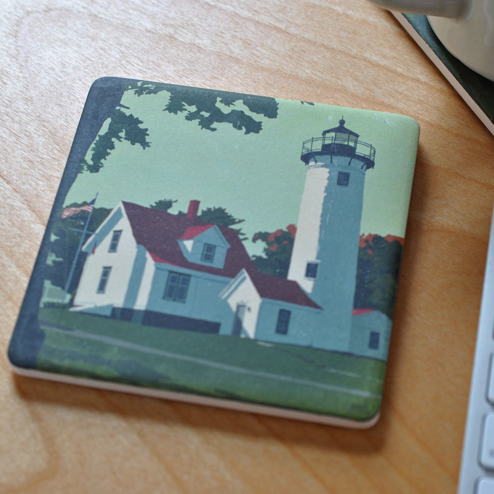 West Chop Light Art Drink Coaster - Massachusetts -