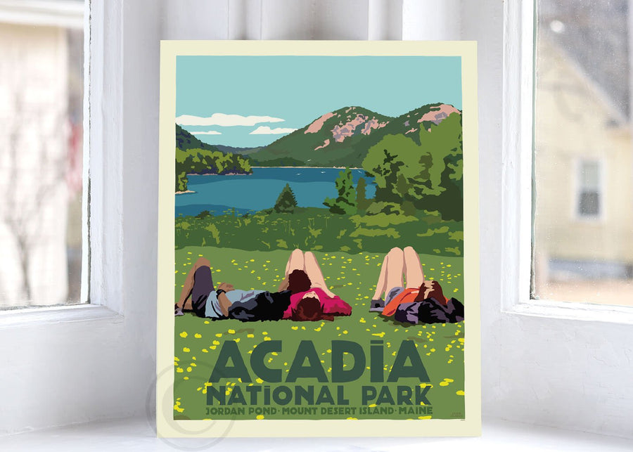 Hikers in Acadia National Park Art Print 8" x 10" Wall Poster By Alan Claude