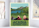 Hikers in Acadia National Park Art Print 8" x 10" Wall Poster By Alan Claude