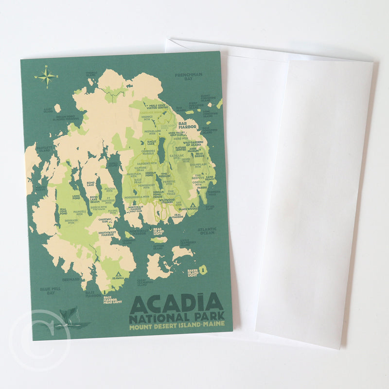 Acadia National Park Map Notecard 5" x 7"  - Maine