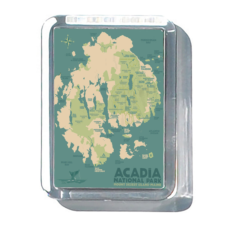 Acadia National Park Map 2" x 2 3/4" Acrylic Magnet - Maine