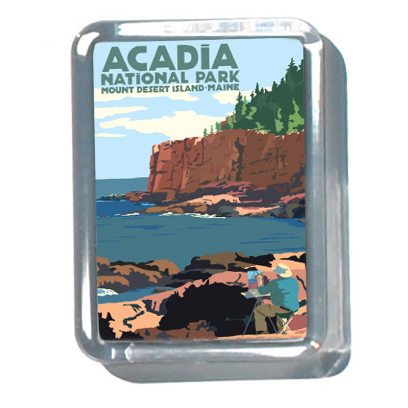 Painting in Acadia National Park 2" x 2 3/4" Acrylic Magnet - Maine