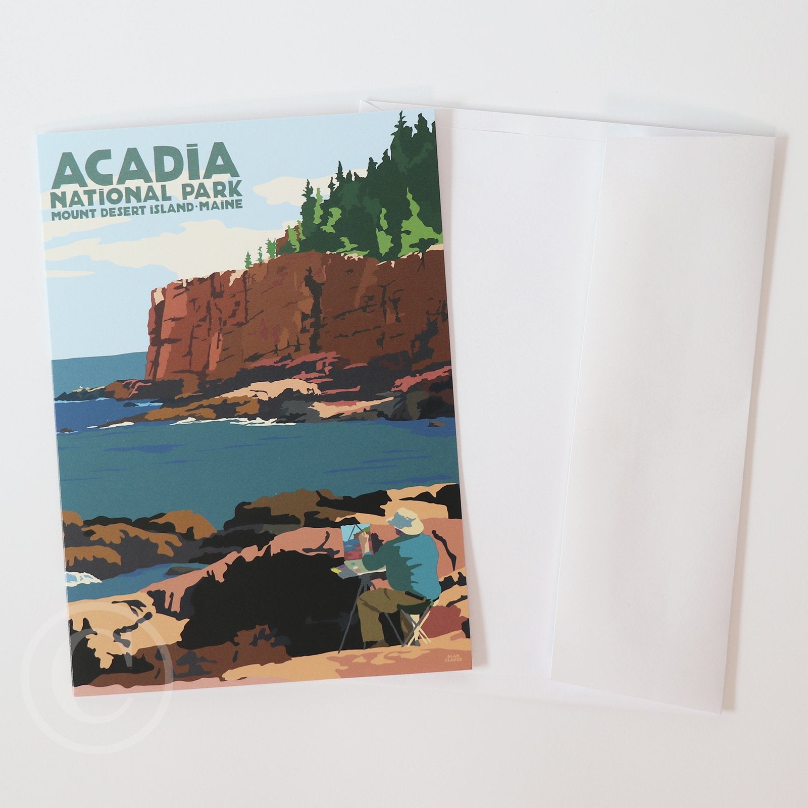 Painting In Acadia National Park 5" x 7" Notecard - Maine