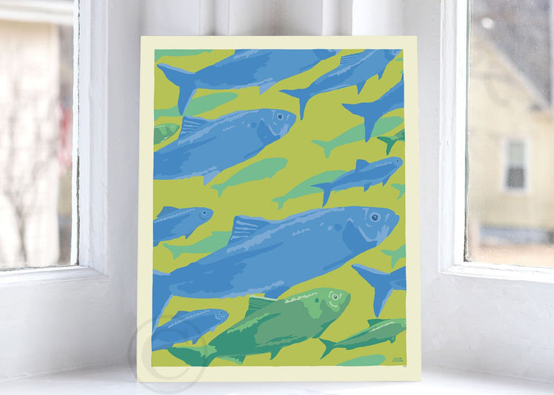 Alewives On The Move Art Print 8" x 10" Wall Poster By Alan Claude