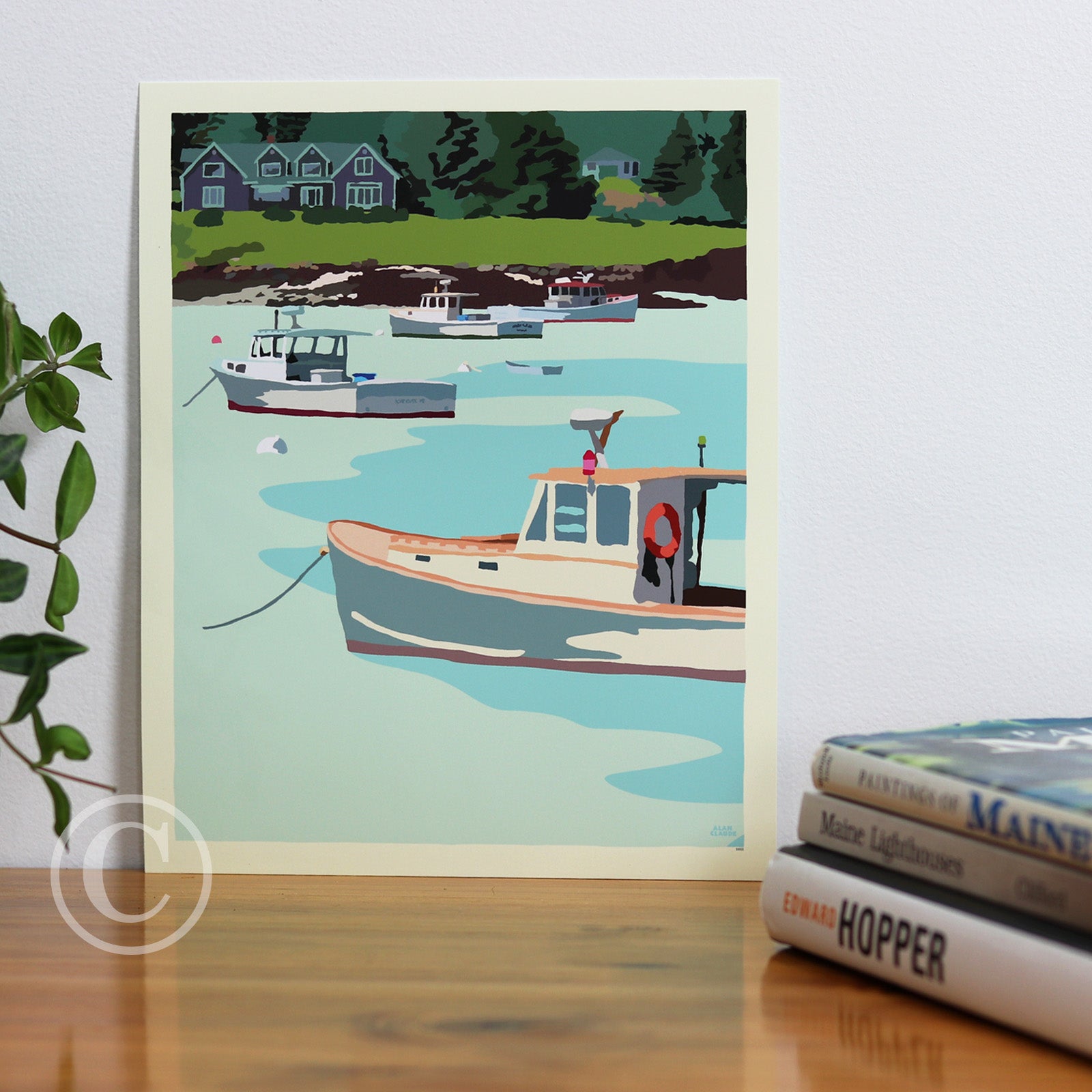 Anchored Art Print 8" x 10" Wall Poster - Maine