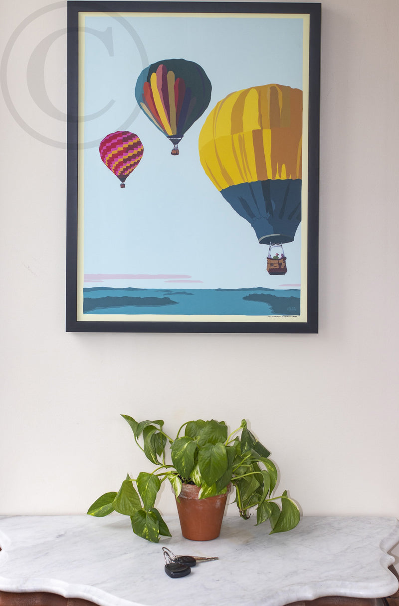 Balloons Over Islands Art Print 18" x 24" Framed Wall Poster