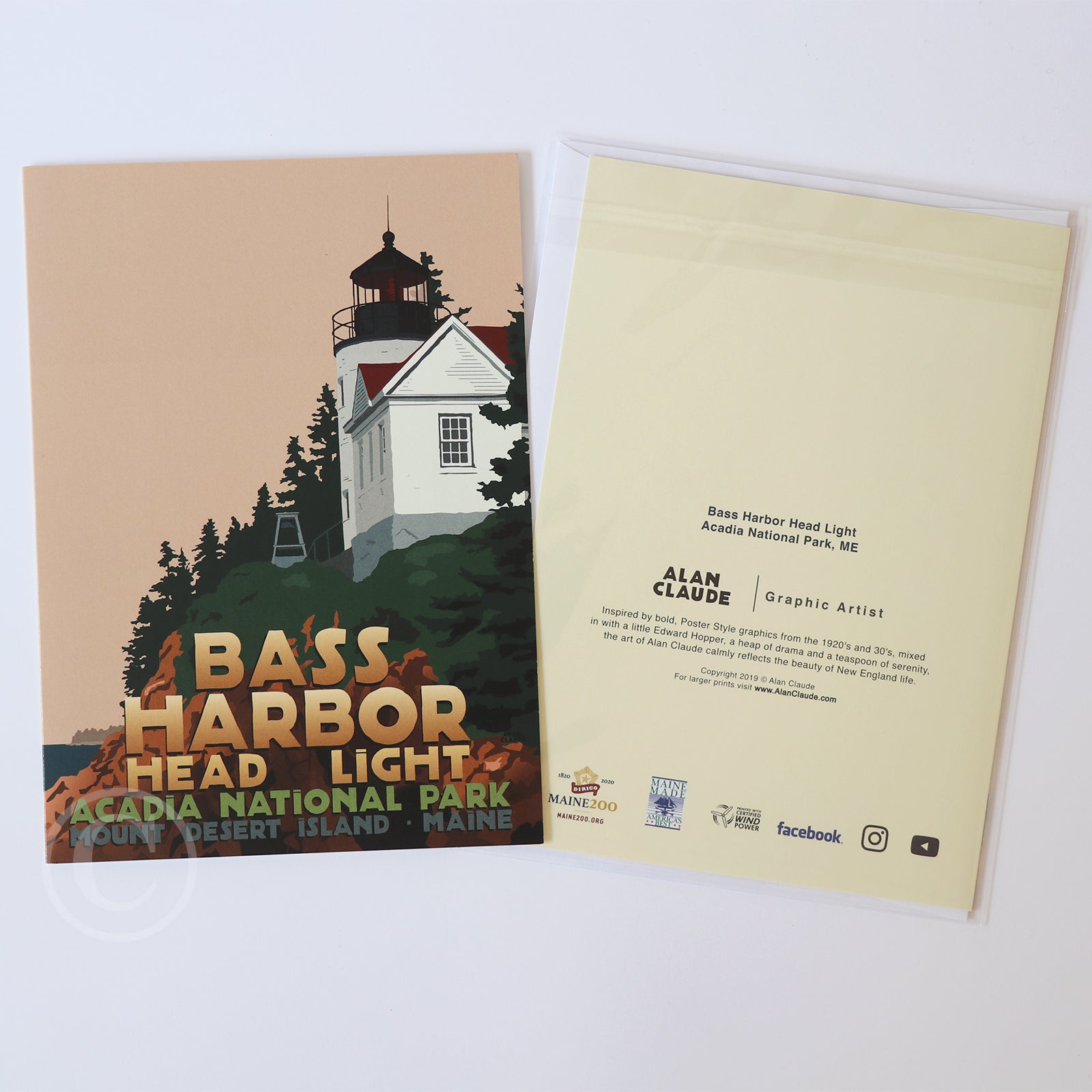 Bass Harbor Head Light Notecard 5" x 7"  - Maine