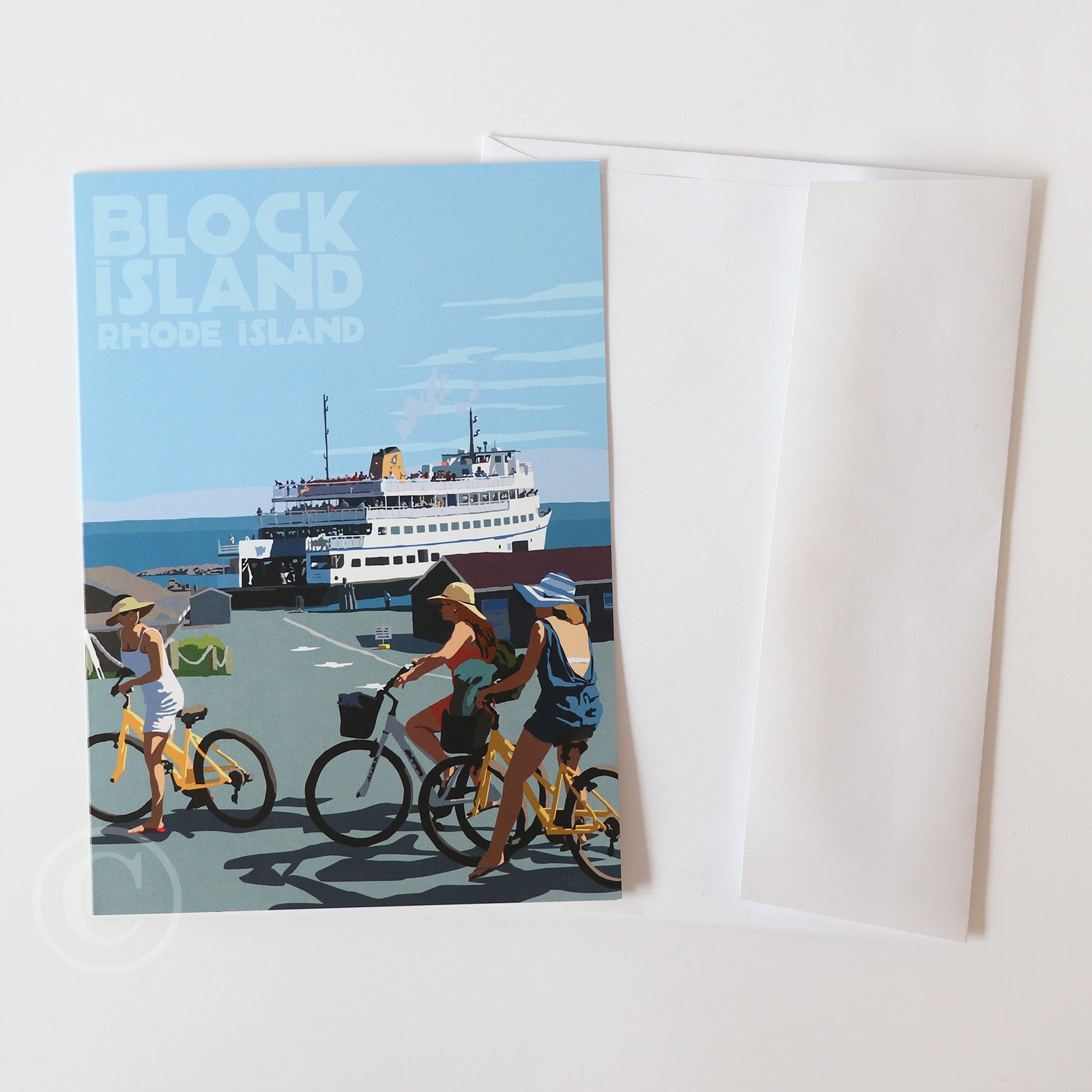 Block Island Bicycle Girls  Notecard 5" x 7"  - Rhode Island