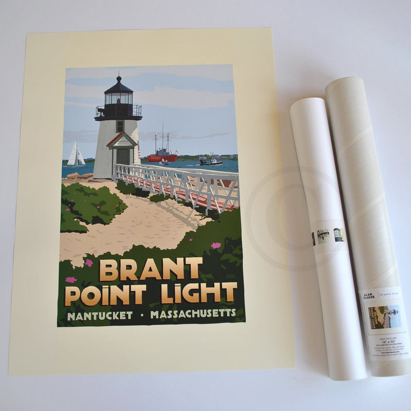 Brant Point Light Art Print 18" x 24" Travel Poster - Massachusetts