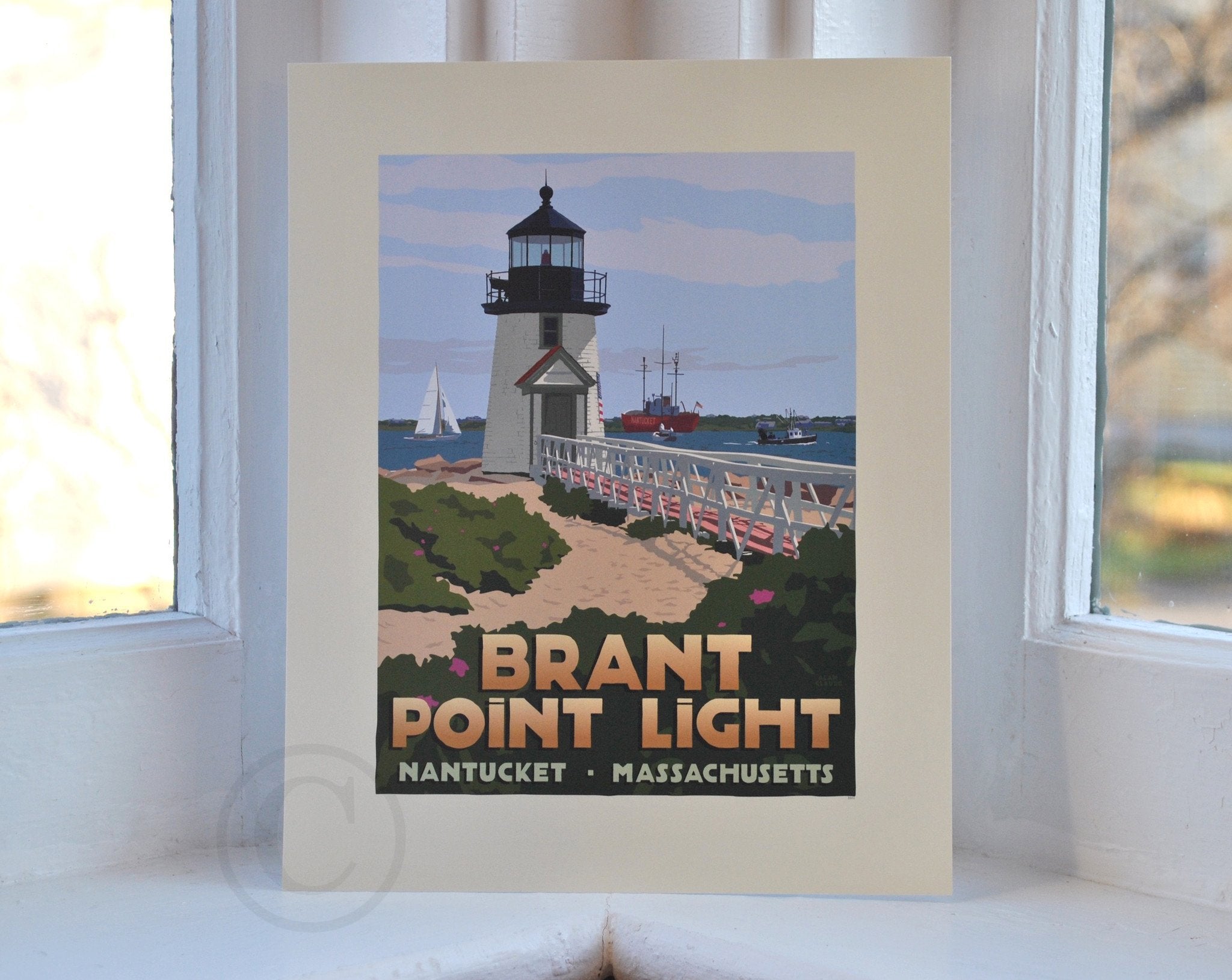 Brant Point Light Art Print 8" x 10" Travel Poster - Massachusetts
