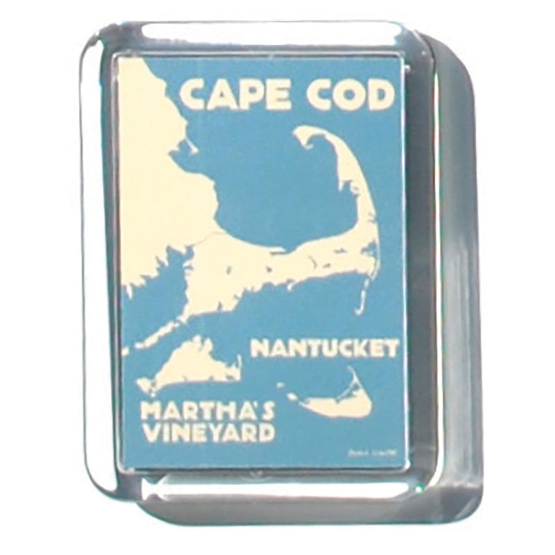 Cape Cod, Martha's Vineyard, Nantucket Map 2" x 2 3/4" Acrylic Magnet - Massachusetts