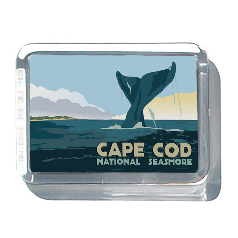 Cape cod Whale Tail 2" x 2 3/4" Acrylic Magnet - Massachusetts