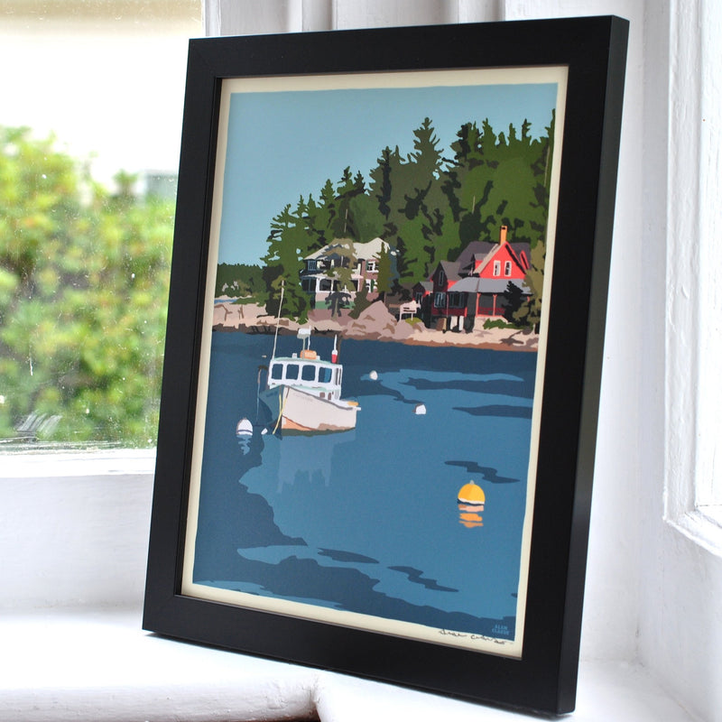 Lobster Boat at Five Islands Art Print 8" x 10" Framed Wall Poster - Maine