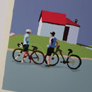 Cyclists at Watch Hill Lighthouse Art Print 18" x 24" Horizontal Wall Poster - Rhode Island