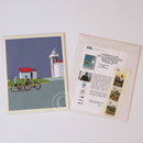 Cyclists at Watch Hill Lighthouse Art Print 8" x 10" Vertical Wall Poster By Alan Claude - Rhode Island