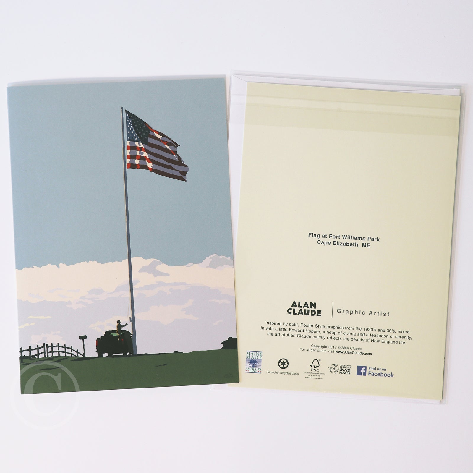 Flag At Fort Williams Notecard 5" x 7"  - Maine