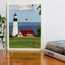 Fly Kite Fly at Portland Head Light Art Print 8" x 10" Wall Poster By Alan Claude