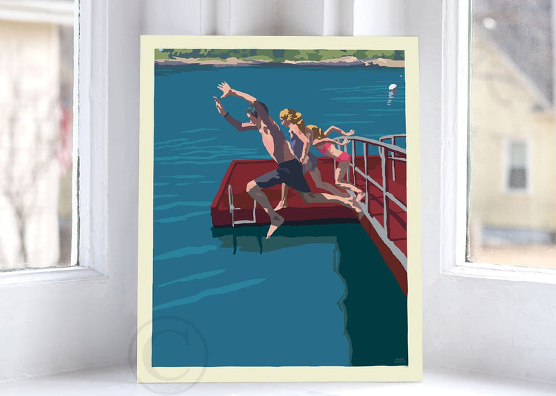 Go Jump In A Lake Art Print 8" x 10" Wall Poster By Alan Claude