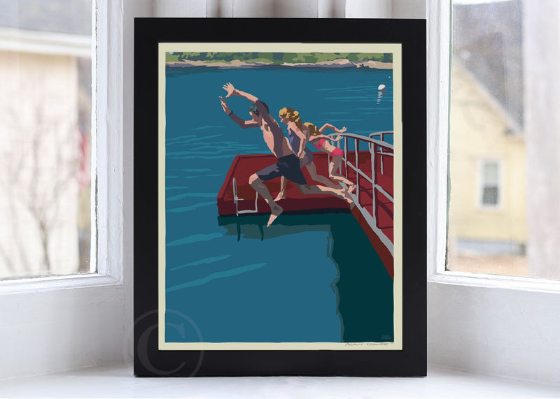 Go Jump In A Lake Art Print 8" x 10" Framed Wall Poster By Alan Claude