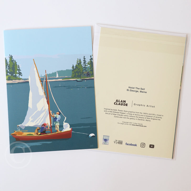 Hoist The Sail Art Print 5" x 7" Notecard - Maine