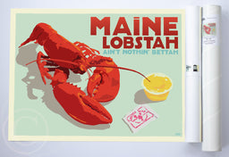Maine Lobstah With Butter Art Print (Horizontal) 18" x 24" Wall Poster By Alan Claude
