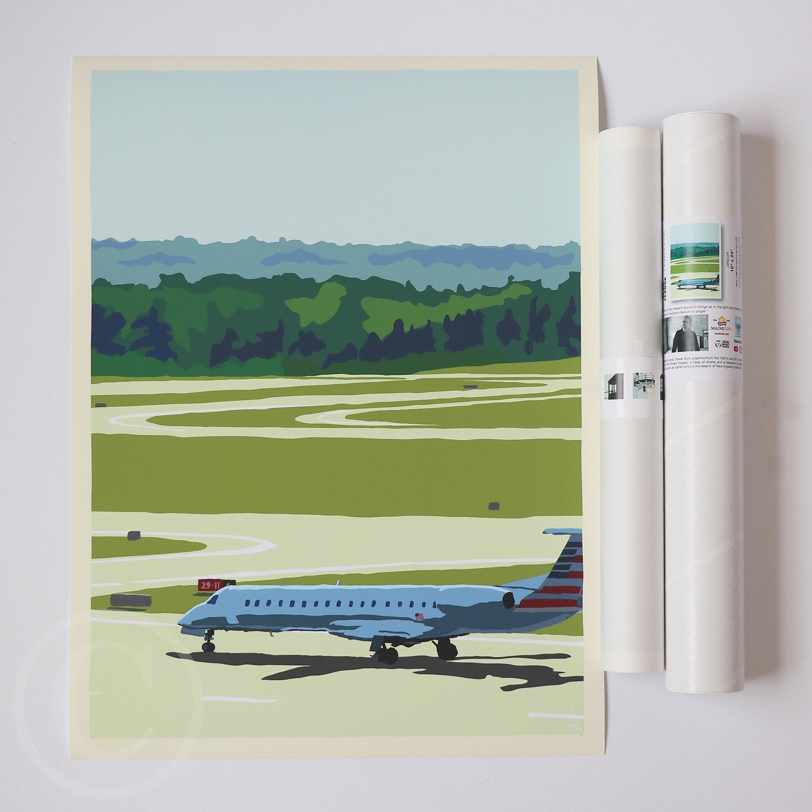 Jetport Art Print 18" x 24" Wall Poster By Alan Claude - Maine