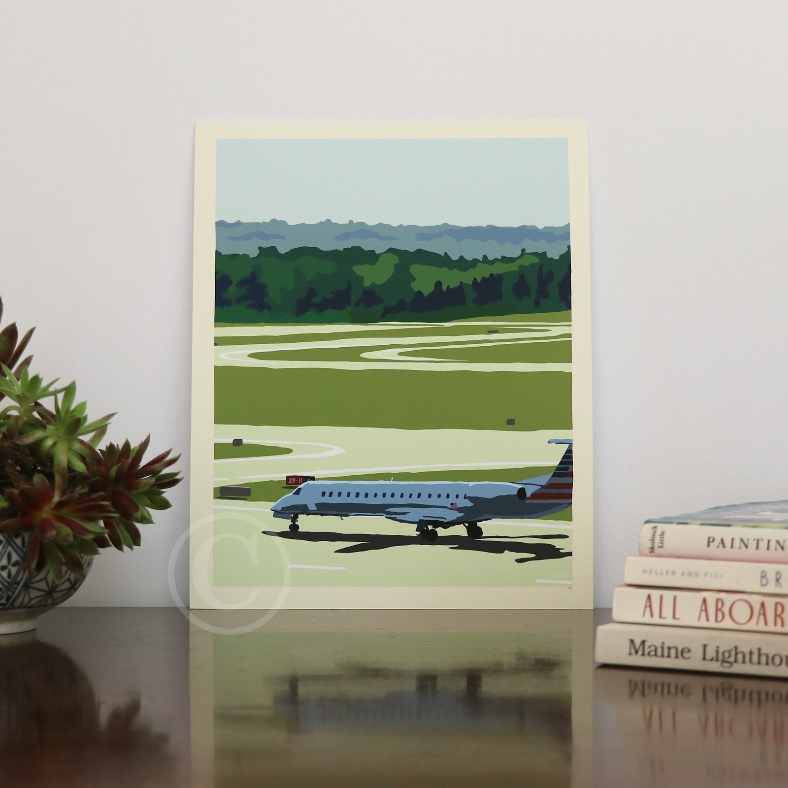 Jetport Art Print 8" x 10" Wall Poster By Alan Claude - Maine