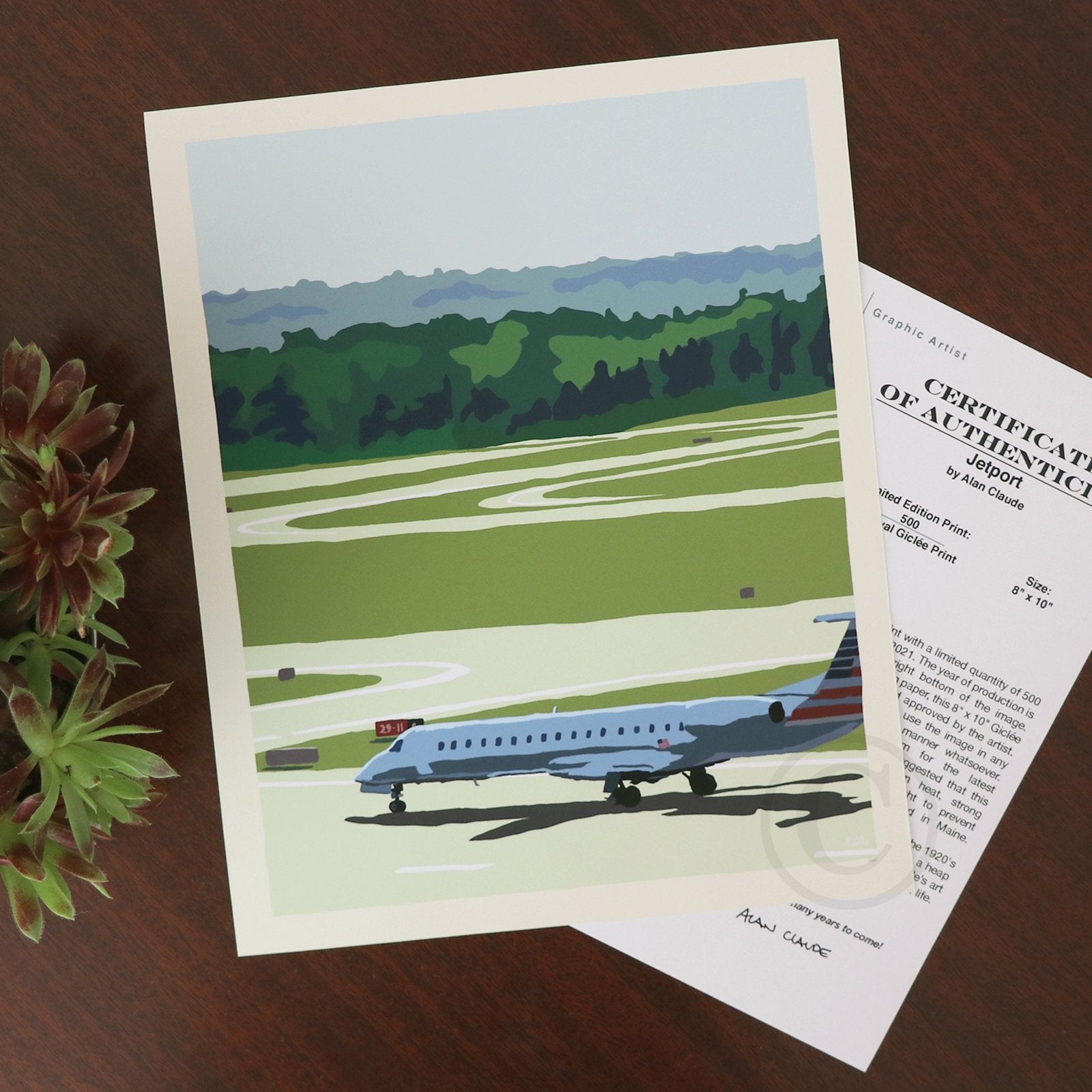 Jetport Art Print 8" x 10" Wall Poster By Alan Claude - Maine